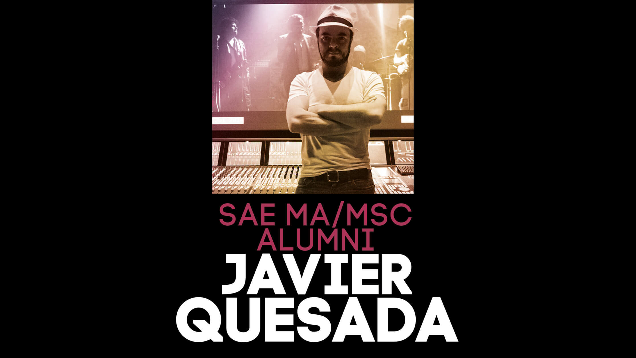 A blog cover picture of SAE Masters alumni, Javier Quesada, sharing his experience on becoming a golden reel award winner sound editor.