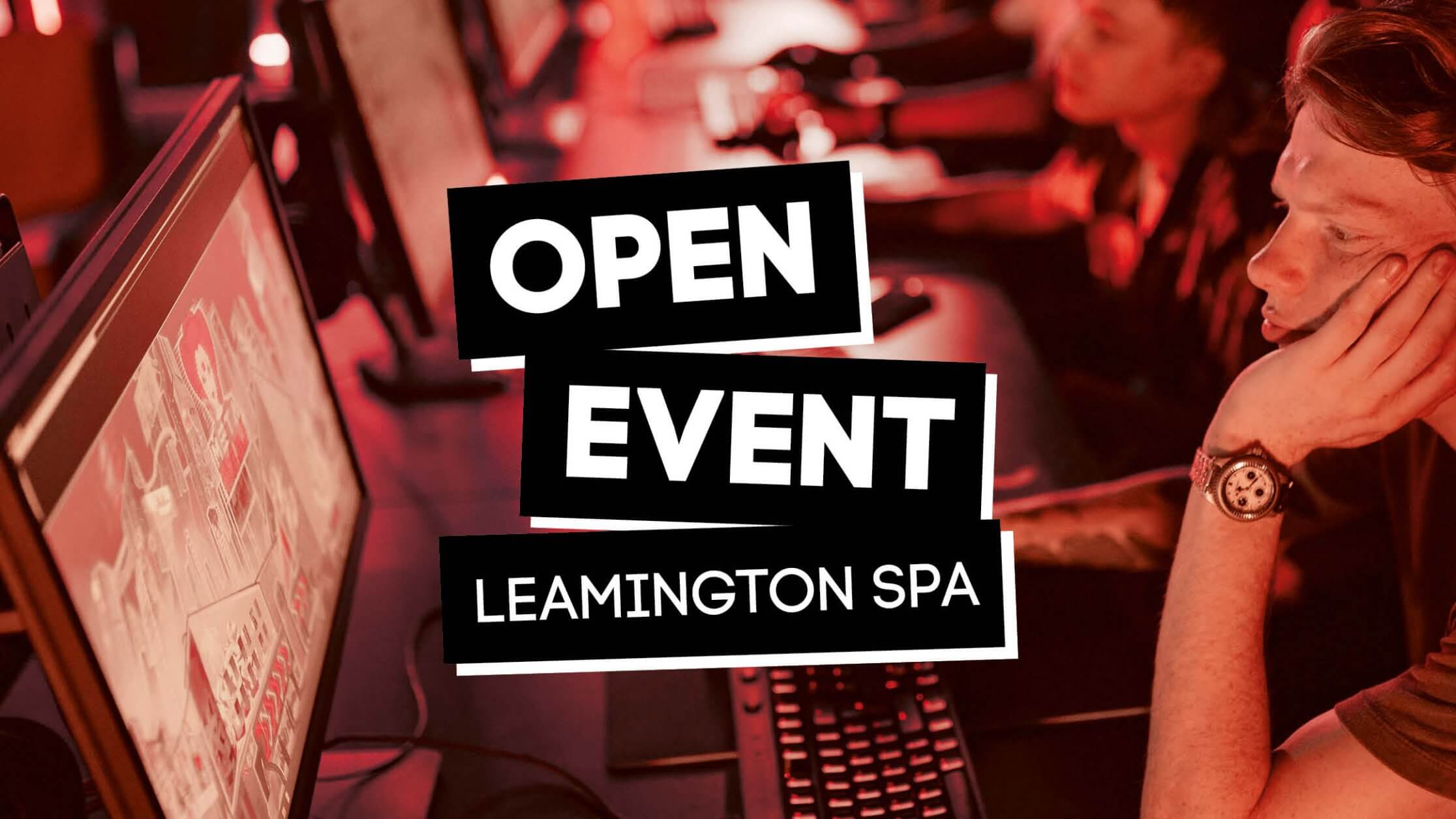 An event cover picture with the title of SAE's 'Open Events' in Leamington Spa campus.