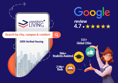 A picture of a 4.7 Google review for Glasgow student accommodation provider, University Livings.