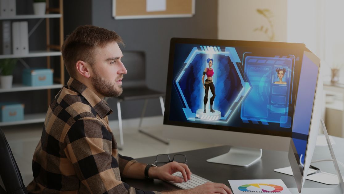 a man working on visual effects at his desk computer