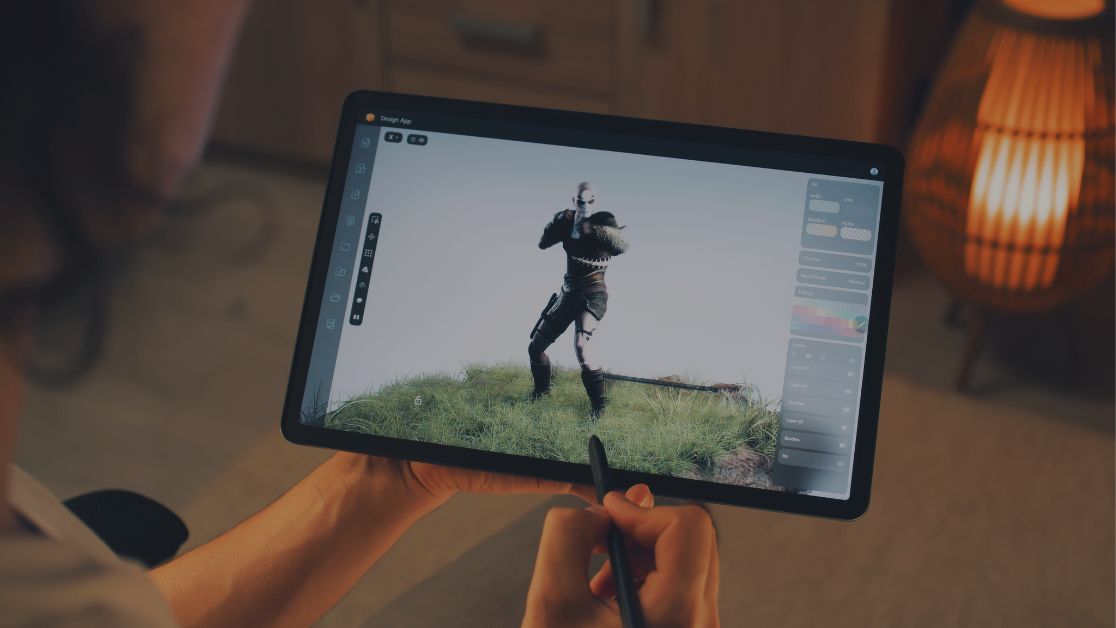 a tablet screen with an animation